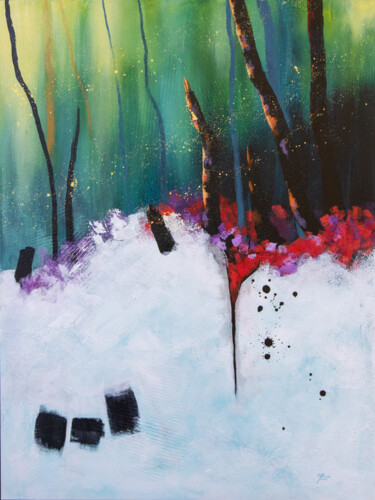Painting titled "Perce-neige" by Chantal Proulx, Original Artwork, Acrylic Mounted on Wood Stretcher frame