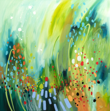 Painting titled "Par une belle journ…" by Chantal Proulx, Original Artwork, Acrylic Mounted on Wood Stretcher frame