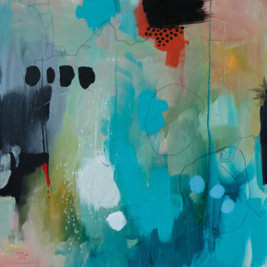 Картина под названием "Lorsque la brume se…" - Chantal Proulx, Подлинное произведение искусства, Акрил Установлен на Деревян…