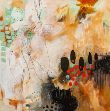 Картина под названием "Mûri au soleil" - Chantal Proulx, Подлинное произведение искусства, Акрил Установлен на Деревянная ра…