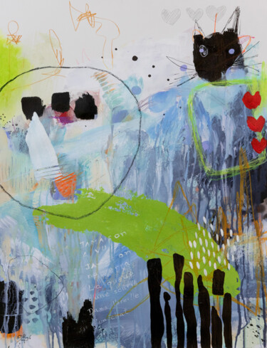 绘画 标题为“Le chat qui avait t…” 由Chantal Proulx, 原创艺术品, 丙烯