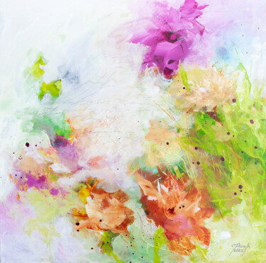 Pintura titulada "Jardin de roses" por Chantal Proulx, Obra de arte original, Acrílico Montado en Bastidor de camilla de mad…
