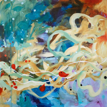 Картина под названием "Jardin marin" - Chantal Proulx, Подлинное произведение искусства, Акрил Установлен на Деревянная рама…