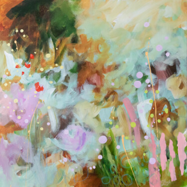 Картина под названием "Quenouilles" - Chantal Proulx, Подлинное произведение искусства, Акрил Установлен на Деревянная рама…