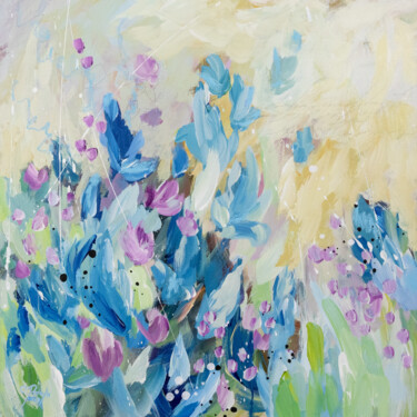 Painting titled "Hello Spring" by Chantal Proulx, Original Artwork, Acrylic Mounted on Wood Stretcher frame