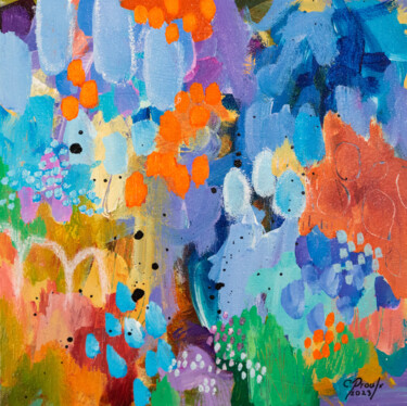 Pintura titulada "Fleurs des champs" por Chantal Proulx, Obra de arte original, Acrílico Montado en Bastidor de camilla de m…