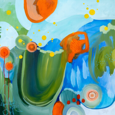 Malarstwo zatytułowany „Mojito sur la plage” autorstwa Chantal Proulx, Oryginalna praca, Akryl Zamontowany na Drewniana rama…