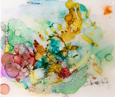 Pintura titulada "Récif coralien" por Chantal Proulx, Obra de arte original, Tinta Montado en Bastidor de camilla de madera