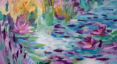 Malerei mit dem Titel "Lotus" von Chantal Proulx, Original-Kunstwerk, Acryl