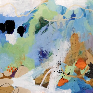Картина под названием "Vacances à la monta…" - Chantal Proulx, Подлинное произведение искусства, Акрил Установлен на Деревян…