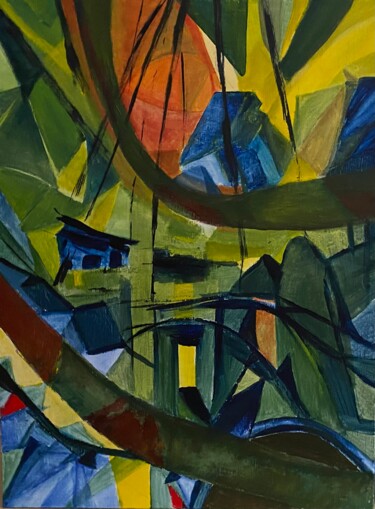 Ζωγραφική με τίτλο "La Cage" από Chantal Rougier, Αυθεντικά έργα τέχνης, Ακρυλικό