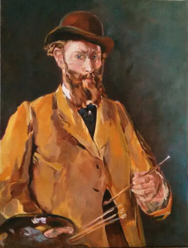 Painting titled "autoportrait-de-man…" by Chantal Signorini (C.Signorini), Original Artwork, Oil