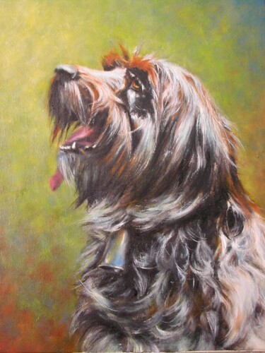 Painting titled "chien de l'ami serge" by Chantal Signorini (C.Signorini), Original Artwork, Oil