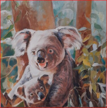 Painting titled "Koalas" by Chantal Signorini (C.Signorini), Original Artwork, Oil