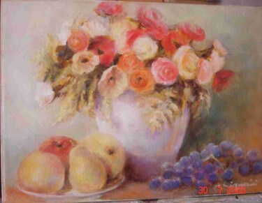 Painting titled "fruits-et-fleurs.jpg" by Chantal Signorini (C.Signorini), Original Artwork, Oil