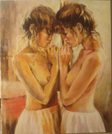 Painting titled "devant-le-miroir.jpg" by Chantal Signorini (C.Signorini), Original Artwork, Oil