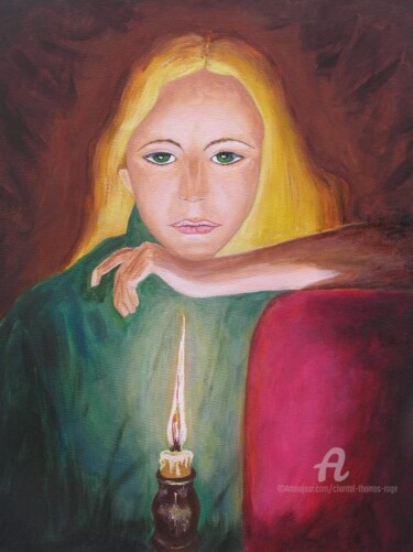 Painting titled "Réverie" by Chantal Thomas Rogé, Original Artwork, Oil