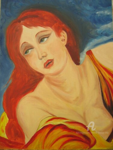 Malerei mit dem Titel "La Rousse" von Chantal Thomas Rogé, Original-Kunstwerk, Öl