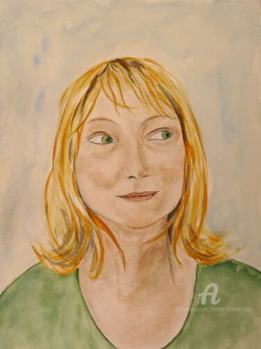 Peinture intitulée "Autoportrait" par Chantal Thomas Rogé, Œuvre d'art originale, Aquarelle