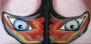 Peinture intitulée "Eyes 180" par Chantal Thomas Rogé, Œuvre d'art originale, Huile