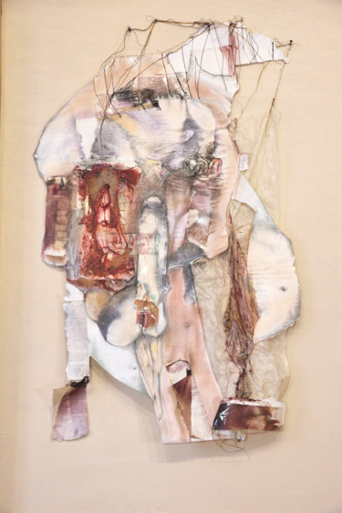 Collages intitulée "Comme un nez !" par Chantal Tichit, Œuvre d'art originale, Collages Monté sur Panneau de bois