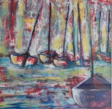 Malerei mit dem Titel "Sur le port" von Chantal Walter, Original-Kunstwerk, Acryl