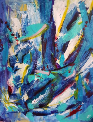 Painting titled "Abstraction bleue" by Chantal Walter, Original Artwork, Acrylic