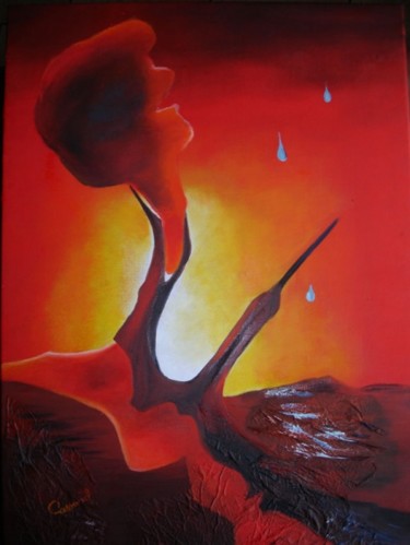 Painting titled "De feu, de larmes e…" by Tounet77chantalcassard, Original Artwork