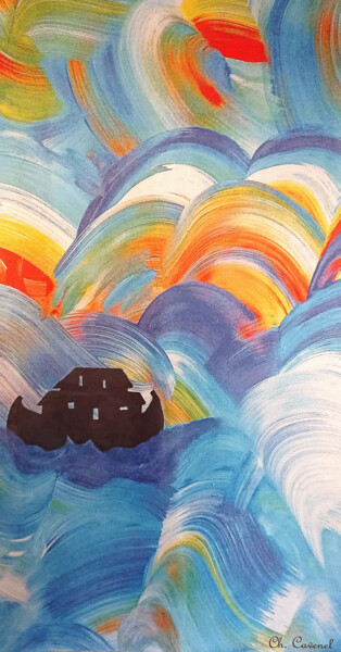 Peinture intitulée "En mer" par Chantal Cavenel, Œuvre d'art originale, Acrylique