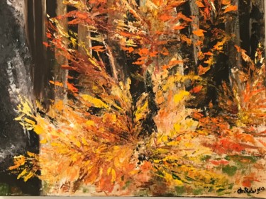 Peinture intitulée "Sous bois d'automne" par Chantal Rubino, Œuvre d'art originale, Huile