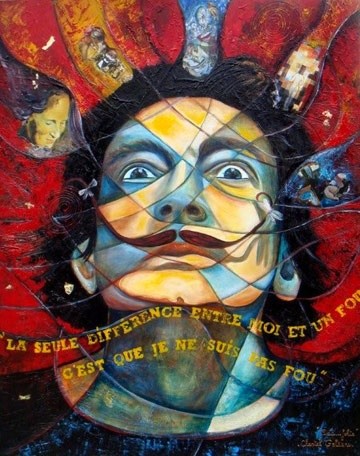 Malerei mit dem Titel "Dali-folie" von Chantal Galiana, Original-Kunstwerk, Öl
