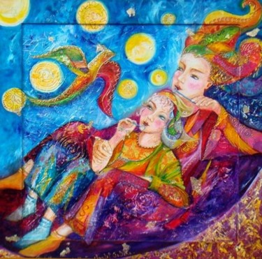 Peinture intitulée "Constellation de Bu…" par Chantal Galiana, Œuvre d'art originale, Huile
