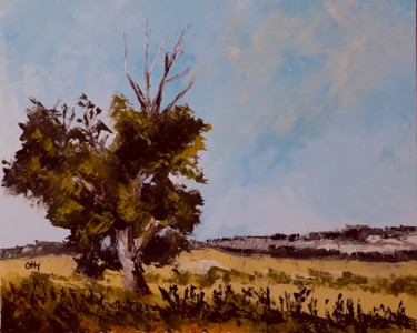 Painting titled "seul sur sa colline" by Chantal Herran, Original Artwork, Oil