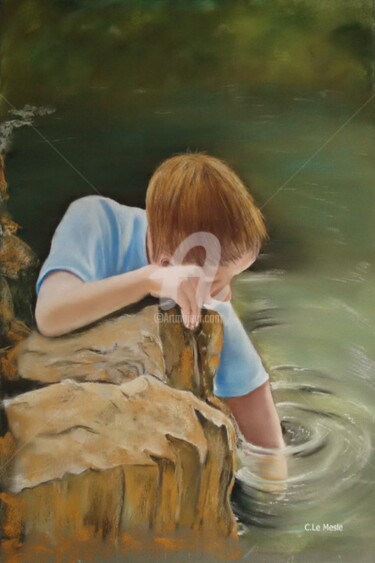 Peinture intitulée "Des ronds dans l'eau" par Chantal Le Mesle, Œuvre d'art originale, Pastel