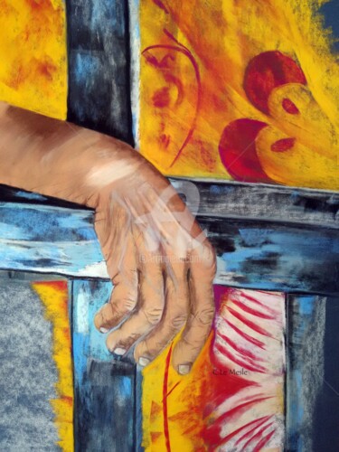 Peinture intitulée "La Main Sri-Lankaise" par Chantal Le Mesle, Œuvre d'art originale, Pastel