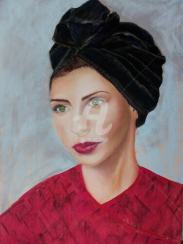 Pittura intitolato "Le Turban" da Chantal Le Mesle, Opera d'arte originale, Pastello