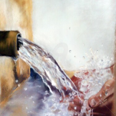Schilderij getiteld "L'eau, la vie" door Chantal Le Mesle, Origineel Kunstwerk, Pastel