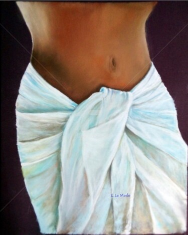 Картина под названием "LE PARÉO DRAPÉ" - Chantal Le Mesle, Подлинное произведение искусства, Пастель