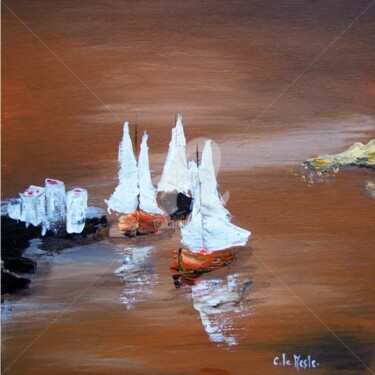 Painting titled "Bateau1" by Chantal Le Mesle, Original Artwork, Acrylic