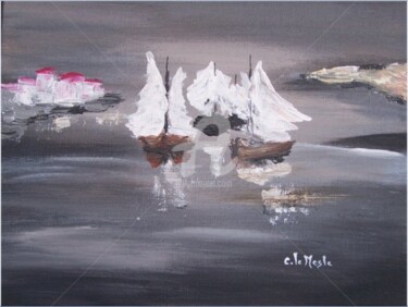 Painting titled "Bateau 3" by Chantal Le Mesle, Original Artwork, Acrylic