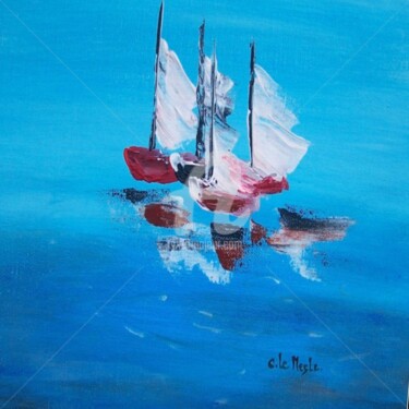 Painting titled "Bateau 4" by Chantal Le Mesle, Original Artwork, Acrylic