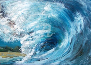 Painting titled "La vague" by Chantal Le Mesle, Original Artwork, Acrylic