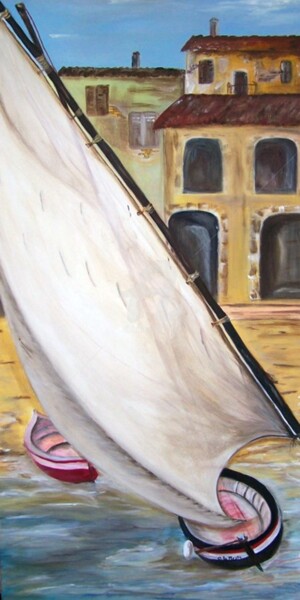 Картина под названием "La Voile" - Chantal Le Mesle, Подлинное произведение искусства, Акрил