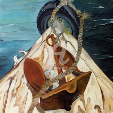 Картина под названием "La Proue" - Chantal Le Mesle, Подлинное произведение искусства, Акрил
