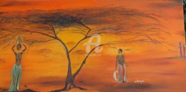 Painting titled "Africa" by Chantal Le Mesle, Original Artwork, Acrylic