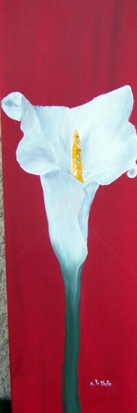 Painting titled "Arums" by Chantal Le Mesle, Original Artwork, Oil