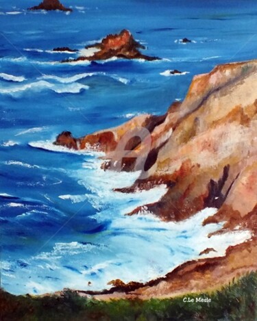 Painting titled "La Pointe du Raz" by Chantal Le Mesle, Original Artwork, Oil