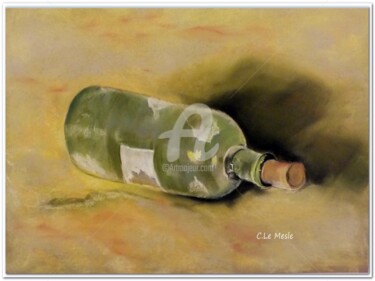 Malarstwo zatytułowany „La bouteille à la m…” autorstwa Chantal Le Mesle, Oryginalna praca, Pastel
