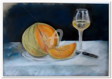 Pintura titulada "La Saison du Melon" por Chantal Le Mesle, Obra de arte original, Pastel