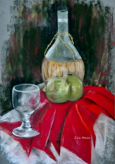Malarstwo zatytułowany „Pommes Vertes” autorstwa Chantal Le Mesle, Oryginalna praca, Pastel